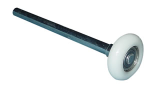 300-25037 (2" White Nylon Precision Bearing Shielded x 4" ZP stem; 100 lb load; 100,000 12' door cycles)