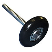 300-25125 (3" Black nylon roller; sealed precision bearing; bulged shoulders x 5" stainless steel stem; 100 lb load; 100,000 12' door cycles)